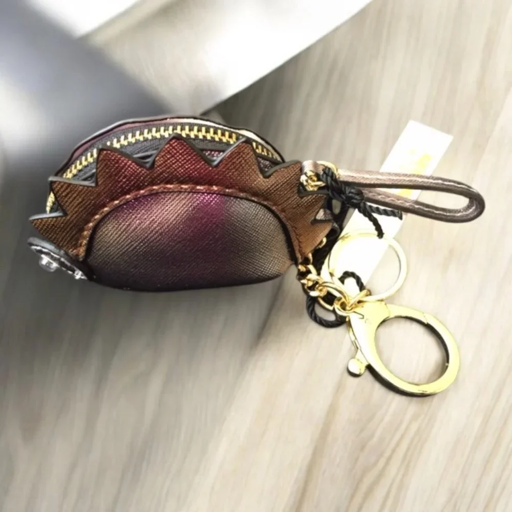 Kate Landry Iridescent Brown to Purple Coin Key Holder with Gold Hardware